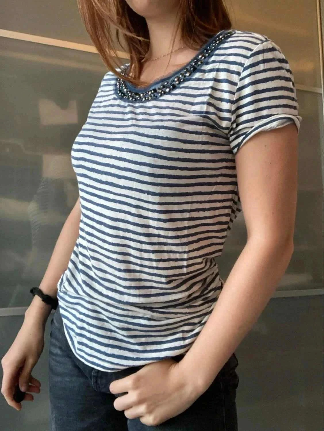 T-shirt met marinière, maat M – photo 3